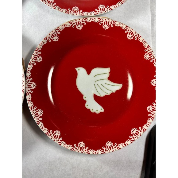 Now Designs Cute Ceramic Christmas Plates (qty 4) in Storage Box - Picture 6 of 8